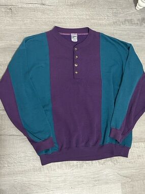 Vintage 90s Athletic Dunlop Henley vintage-style pullover sweatshirt. Sz Large